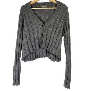 Wooden Ships Womens Sz S / M Mohair Wool Blend Cardigan Sweater Chunky Knit Cozy